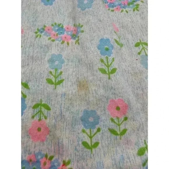 Vtg Baby Girl Blue Lot 0-2 yr One Piece Sleepers & Dress with Checkered Bonnet - Picture 12 of 16